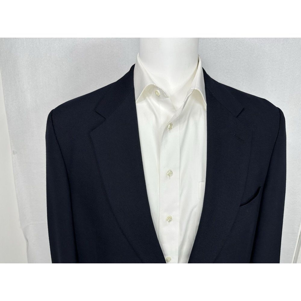 Palm Beach Navy Blue Wimbledon Gold Button Blazer Mens 43L Sport Coat Hopsack - Picture 4 of 14